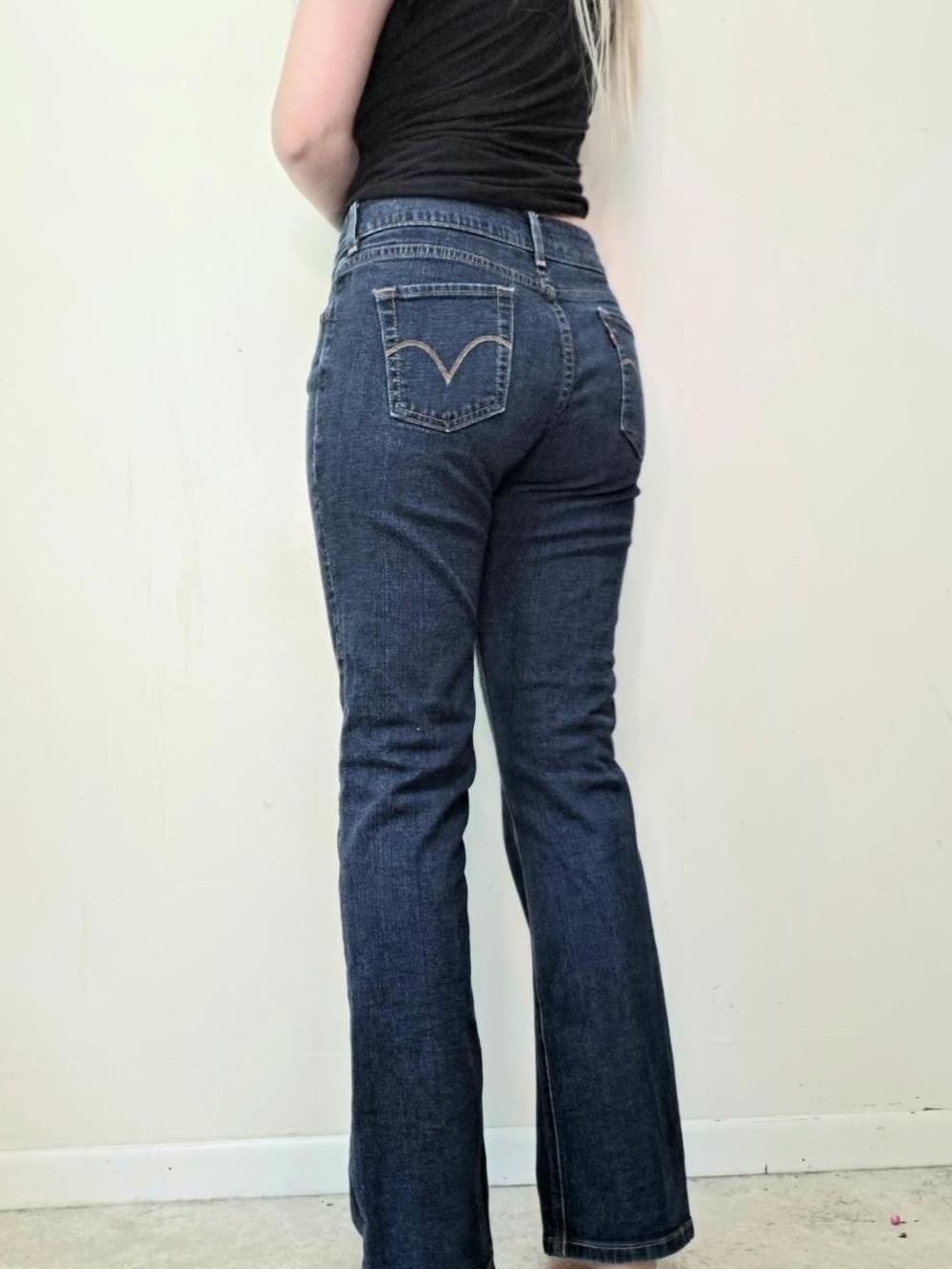 90s Levi's Dark Blue Flare Bootcut Jeans Size 6